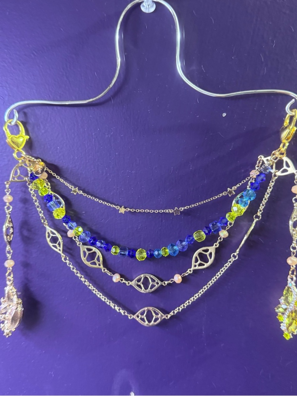Custom! Layered Blue & Yellow Beaded Car Charm for Rear View Mirror